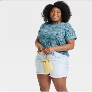 Ava & Viv Women's Acid Wash Mid-Rise Jean Shorts